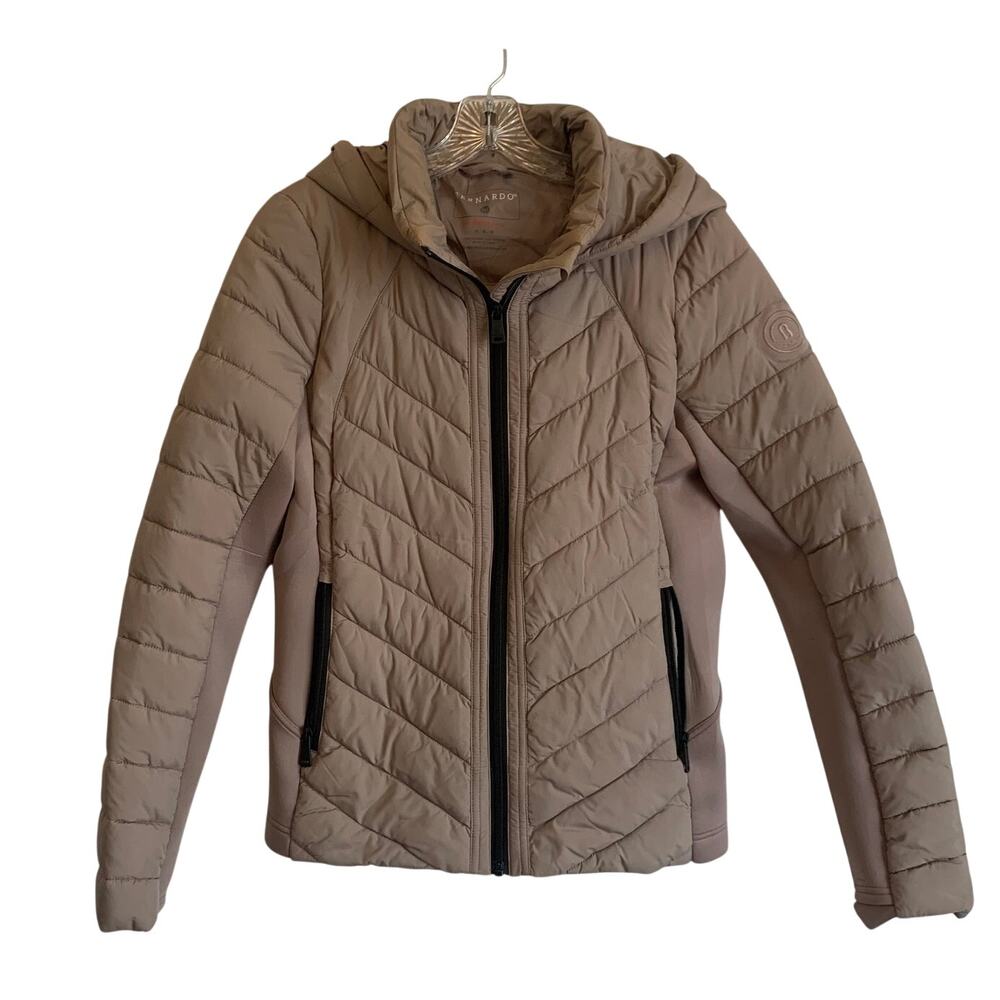 Bernardo Womens Medium Performance Light Brown Packable Puffer Jacket Thumb Hole